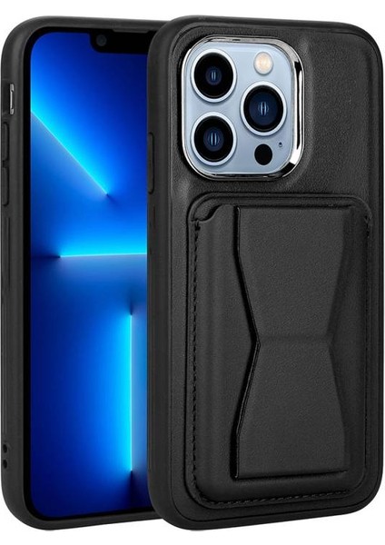 iPhone 13 Pro Max Kılıf Kartlıklı Standlı ​pu Deri Dermo Kapak