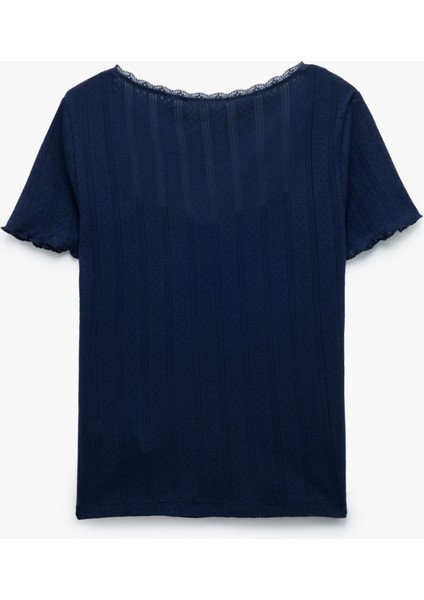 Yeni Sezon Pamuklu Büzgülü Slim Fit Kısa Kollu Kare Yaka Tişört fırsatları