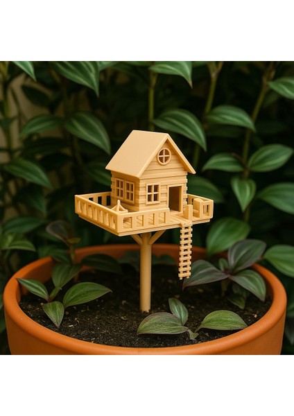 Mini Ağaç Ev Saksı Dekoru / Bitki Dekoru / Lunar Design