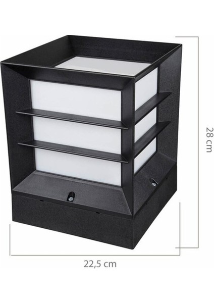 Siyah Kasa Set Üstü Panjurlu Küp Bahçe Dış Mekan Aplik