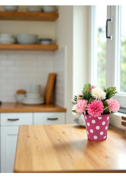 Küçük Yapay Çiçek Krizantem 20X25 cm Dekoratif Masa Süsü Metal Mini Saksıda Ev Süsleri fiyatları