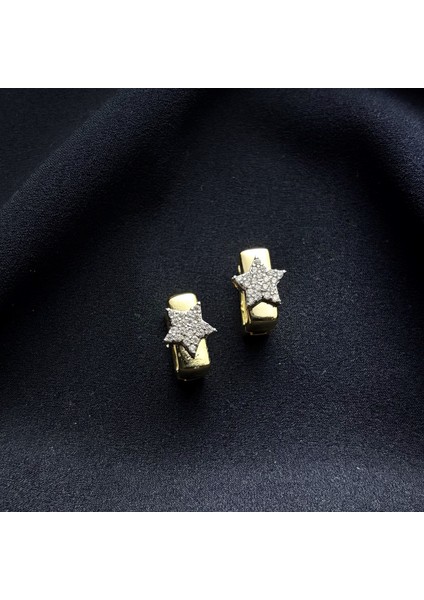 Gold Zirkon Taş Yıldız Kare Küpe modelleri