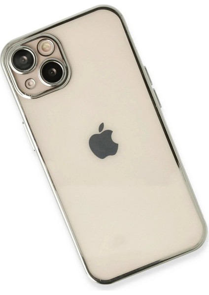 Newface iPhone 14 Plus Kılıf Razer Lensli Silikon - Gümüş modelleri
