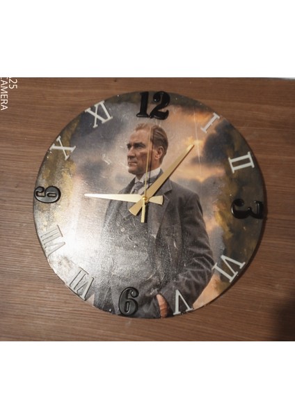 Eskitme Tablo Görünümlü Atatürk Temalı Duvar Saati.