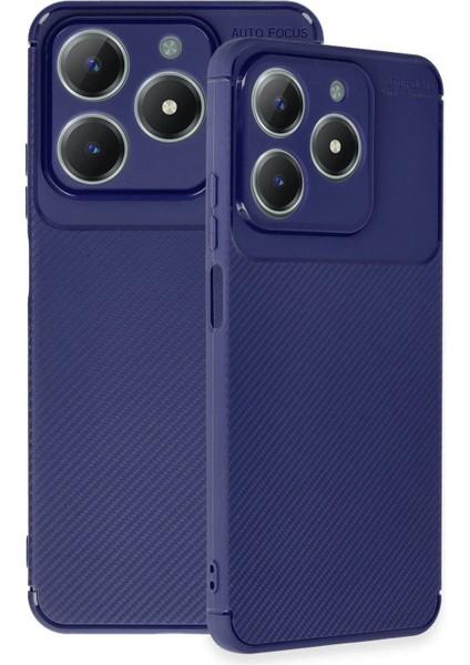 Realme C61 Kılıf Auto Focus Karbon Kapak - Lacivert - YKD1995-4640