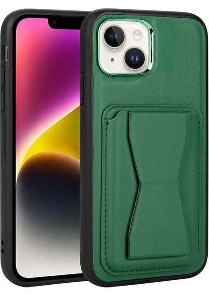 iPhone 14 Kılıf Kartlıklı Standlı ​pu Deri Dermo Kapak