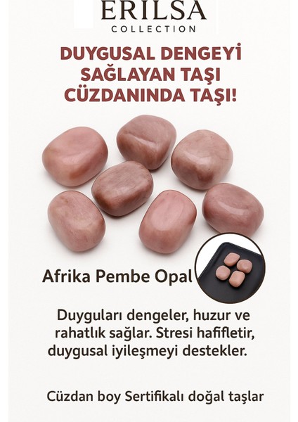 Sertifikalı Cüzdan Boy Afrika Pembe Opal Taşı Kütle - Sevgi ve Şefkat Duyguları