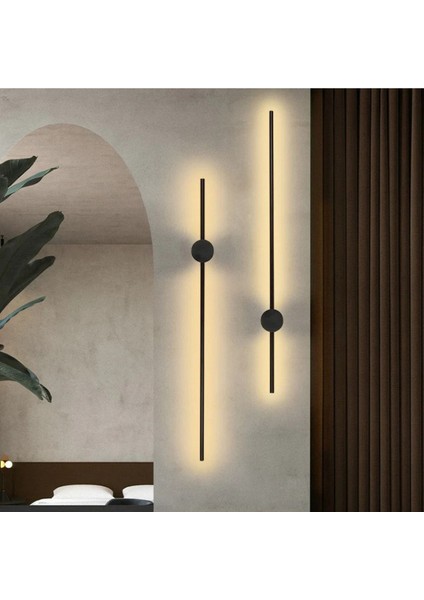 Şık Siyah Uzun LED Duvar Aplikası, Gün Işığı, 50 Cm, Tekli