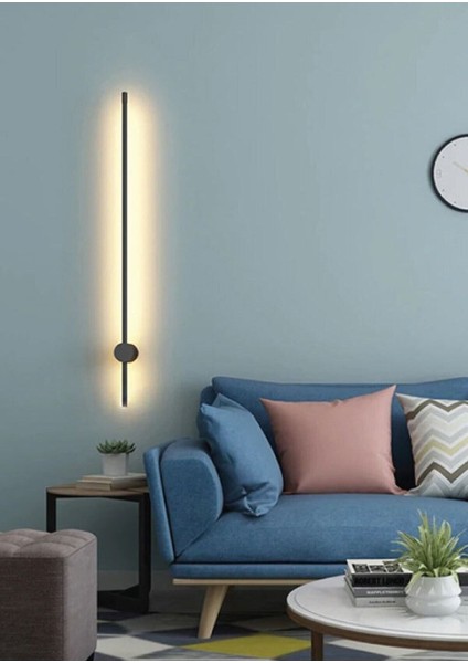 Şık Siyah Uzun LED Duvar Aplikası, Gün Işığı, 50 Cm, Tekli