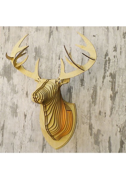 Doğal Ahşap Geyik Kafası Duvar Aplik Rustik Dekor (Ampul Dahil) indirimleri