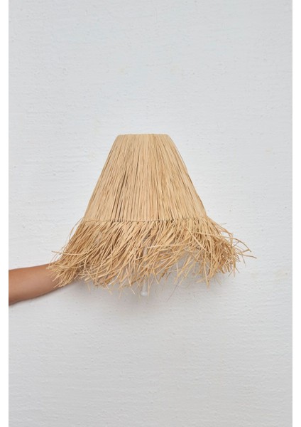 El Yapımı Beyaz Bohem Aplik, Rafya Detaylı, Şık ve Doğal Görünüm.