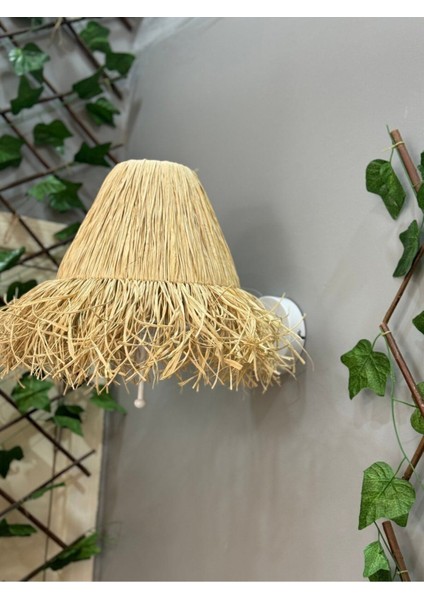 El Yapımı Beyaz Bohem Aplik, Rafya Detaylı, Şık ve Doğal Görünüm. fırsatları