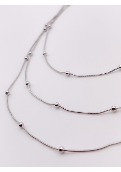 Üç Sıra Topçuk Kolye - Gold