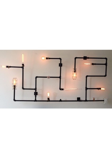 Ince Işçilikli Siyah Boru Duvar Aydınlatması, Şık ve Modern Tasarım fiyatları