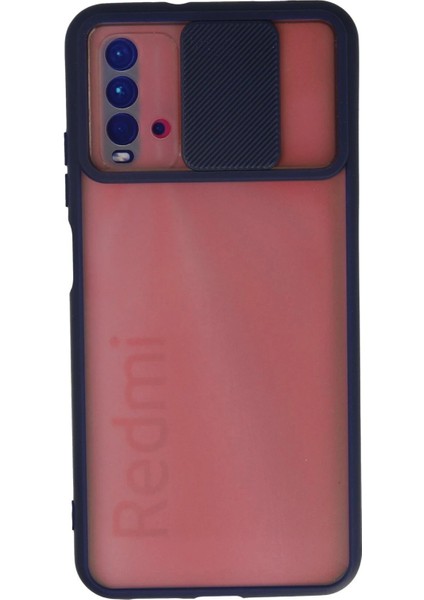 Xiaomi Redmi 9t Kılıf Palm Buzlu Kamera Sürgülü Silikon - Lacivert - YKD7130-1082