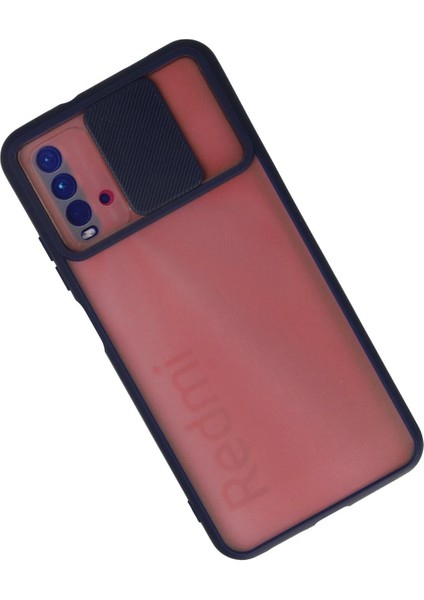 Xiaomi Redmi 9t Kılıf Palm Buzlu Kamera Sürgülü Silikon - Lacivert - YKD7130-1082