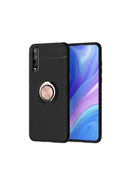 Huawei P Smart S (Y8P) Ultra Koruma Sağlayan Stand Özellikli Ringguard Yüzüklü Silikon Kılıf
