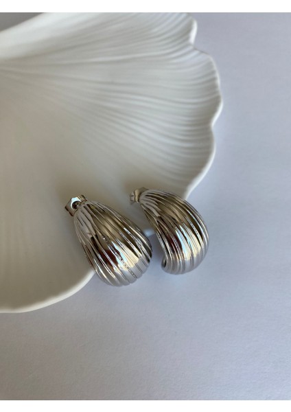 Xuping Çizigili Damla Midye Silver Küpe fiyatları