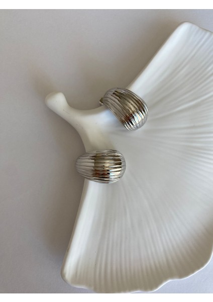 Xuping Çizigili Damla Midye Silver Küpe modelleri