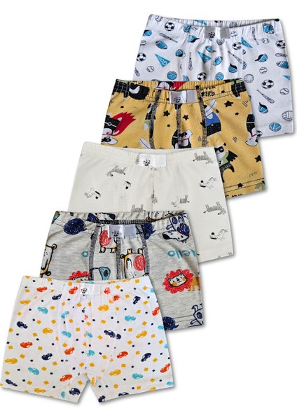 %95 Pamuklu Erkek Çocuk Boxer Külot Iç Çamaşır 5li Set modelleri