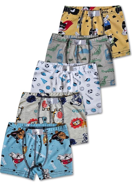 %95 Pamuklu Erkek Çocuk Boxer Külot Iç Çamaşır 5li Set indirimleri