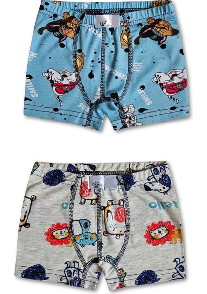 %95 Pamuklu Erkek Çocuk Boxer Külot Iç Çamaşır 5li Set