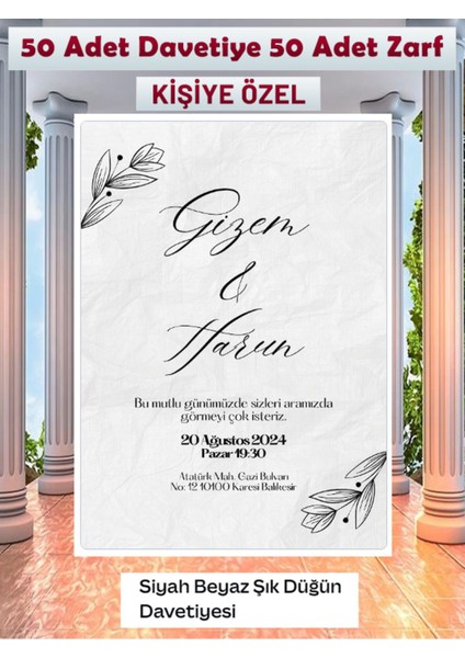 Düğün Davetiyesi 100 Parça Premium 5
