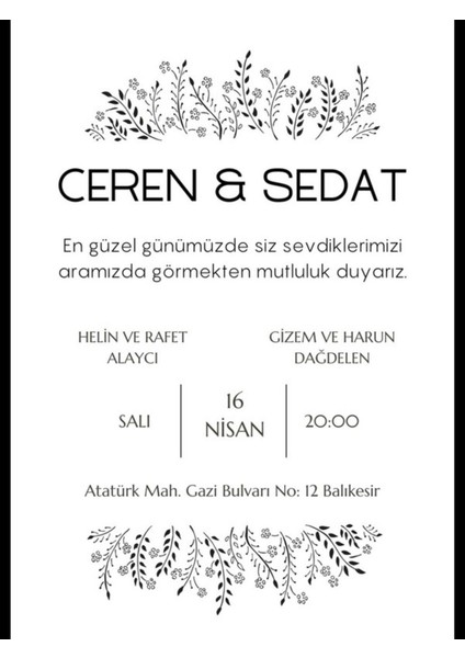 Düğün Davetiyesi , Nişan Davetiyesi , Kına Davetiyesi