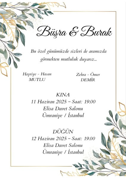 Davetiye , Düğün Davetiyesi , Nişan Davetiyesi