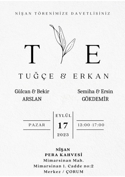 Davetiye, Düğün Davetiyesi, Nikah Davetiyesi, Nişan Davetiyesi