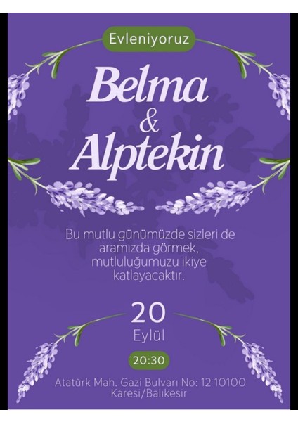 Düğün Davetiyesi , Nişan Davetiyesi , Kına Davetiyesi