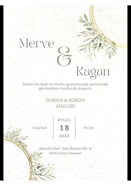 Düğün Davetiyesi , Nişan Davetiyesi , Kına Davetiyesi