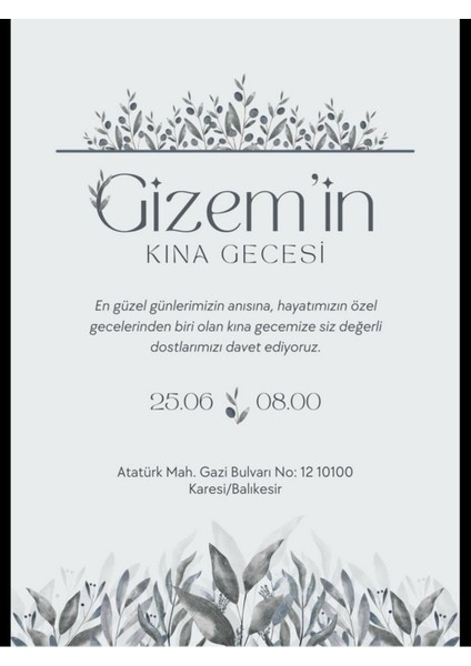 Düğün Davetiyesi , Nişan Davetiyesi , Kına Davetiyesi