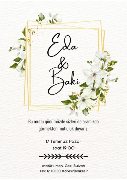 Davetiye, Düğün Davetiyesi, Nikah Davetiyesi, Nişan Davetiyesi
