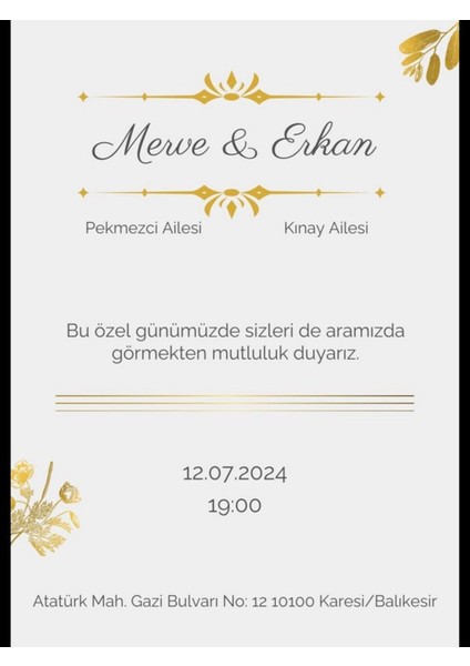 Düğün Davetiyesi , Nişan Davetiyesi , Kına Davetiyesi