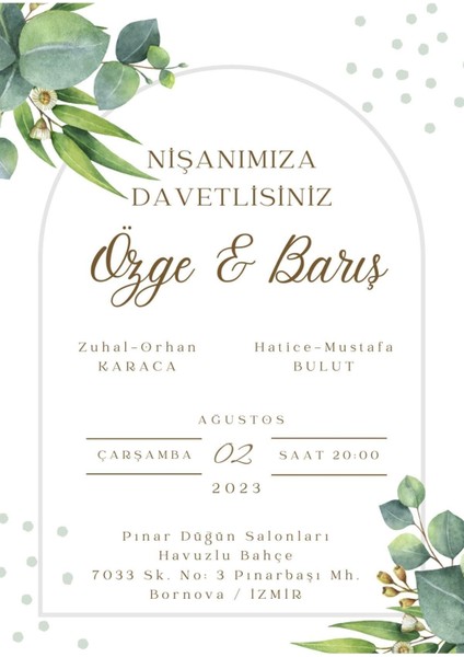 Davetiye, Düğün Davetiyesi, Nikah Davetiyesi, Nişan Davetiyesi