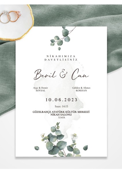 Düğün, Nişan, Kına & Nikah Davetiyesi (Adet Baskılı)