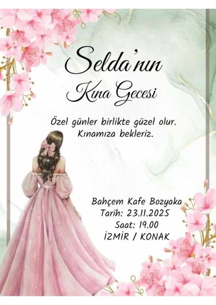 Kına Davetiye - Kına Davetiyesi - Davetiye (100 Adet ) M10