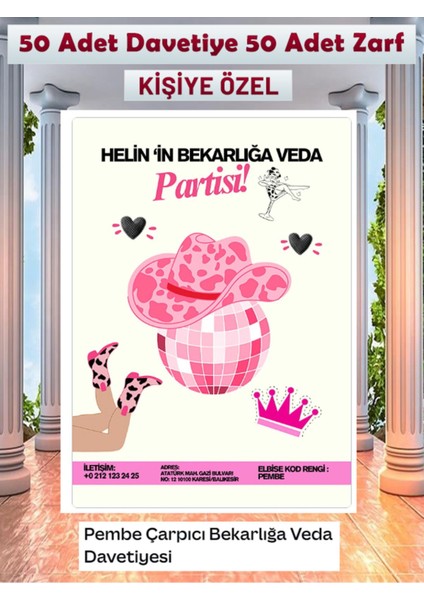 Bekarlığa Veda Partisi Davetiyesi 100 Parça Premium 34