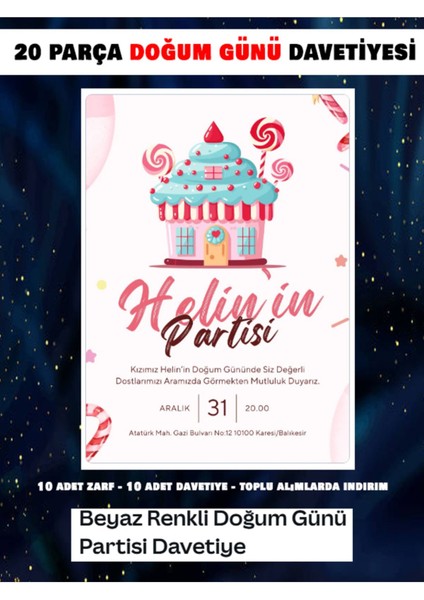 Doğum Günü Davetiyesi (1 Adet) Baskısızdır.