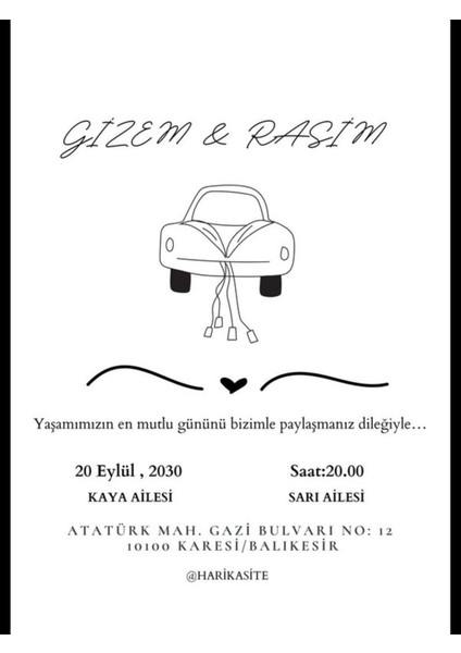 Düğün Davetiyesi , Nişan Davetiyesi , Kına Davetiyesi