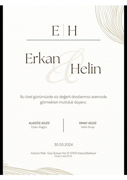 Düğün Davetiyesi , Nişan Davetiyesi , Kına Davetiyesi