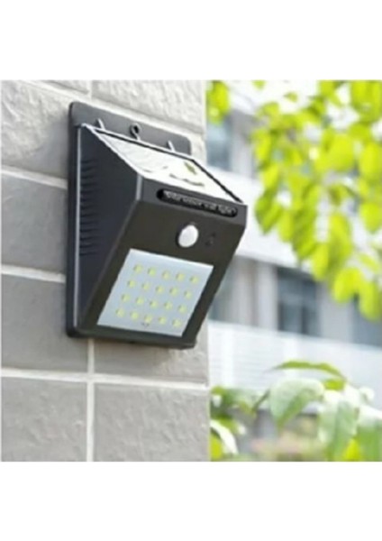 20 LED Güneş Enerjili Hareket Sensörlü Bahçe Aydınlatması Beyaz