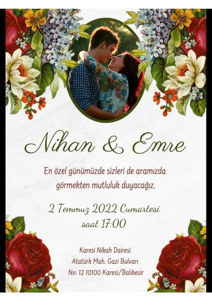 Düğün Davetiyesi , Nişan Davetiyesi , Kına Davetiyesi