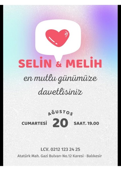 Düğün Davetiyesi , Nişan Davetiyesi , Kına Davetiyesi