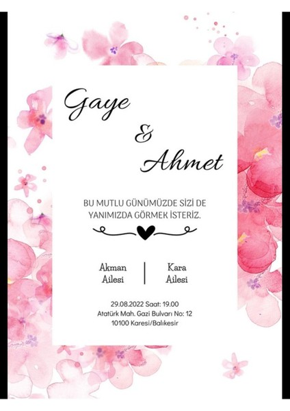 Düğün Davetiyesi , Nişan Davetiyesi , Kına Davetiyesi