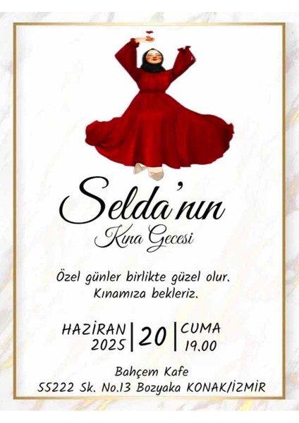 Kına Davetiye - Kına Davetiyesi - Davetiye (100 Adet ) M3