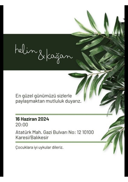 Düğün Davetiyesi , Nişan Davetiyesi , Kına Davetiyesi