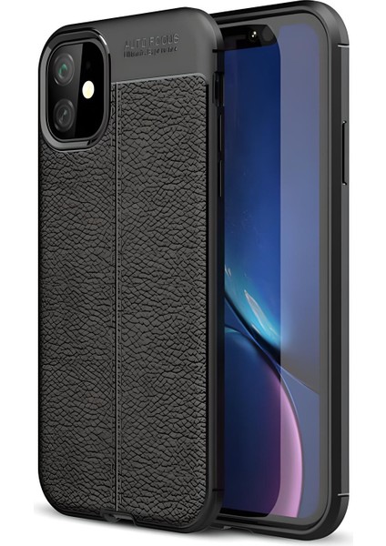 iPhone 11 Uyumlu Kamera Korumalı Deri Görünümlü Silikon Kılıf