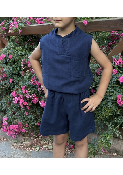 Çift Kat Müslin Kumaş Sıfır Kollu Yazlık Çocuk T-Shirt ve Şort Takım fiyatları